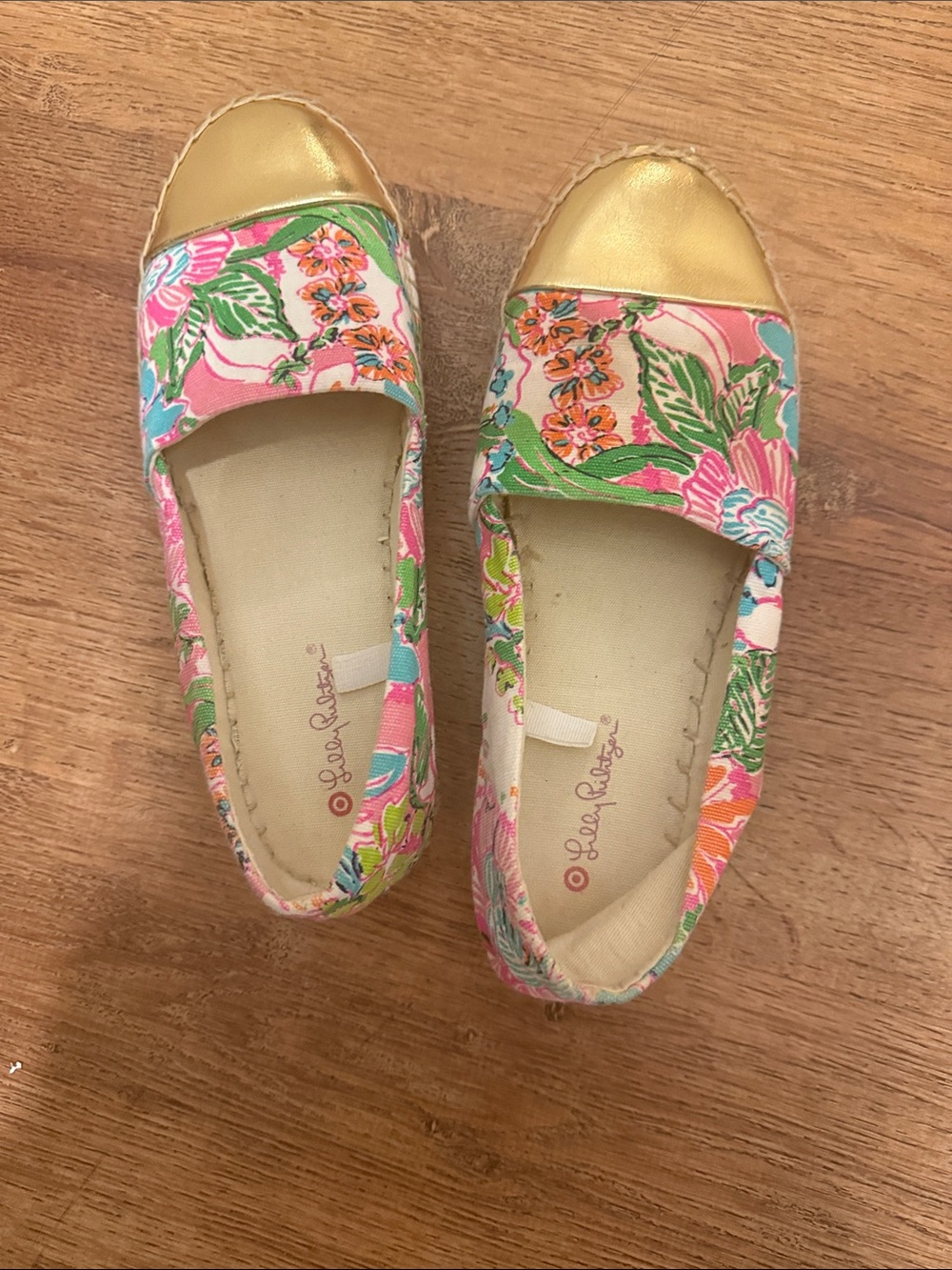 Lilly Pulitzer for Target Floral Canvas Slip-Ons with Gold Toe Caps